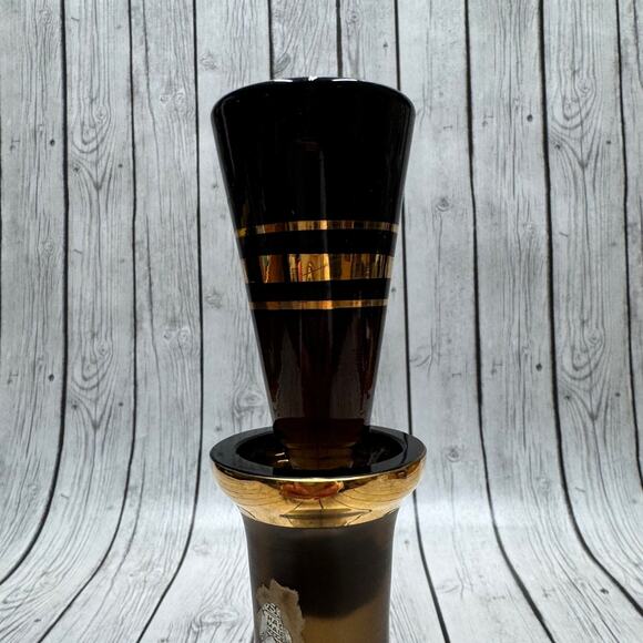 Vintage Genie Style Czech Bohemia Bottle Decanter w/Stopper 14” HEAVY Gold - Picture 4 of 8